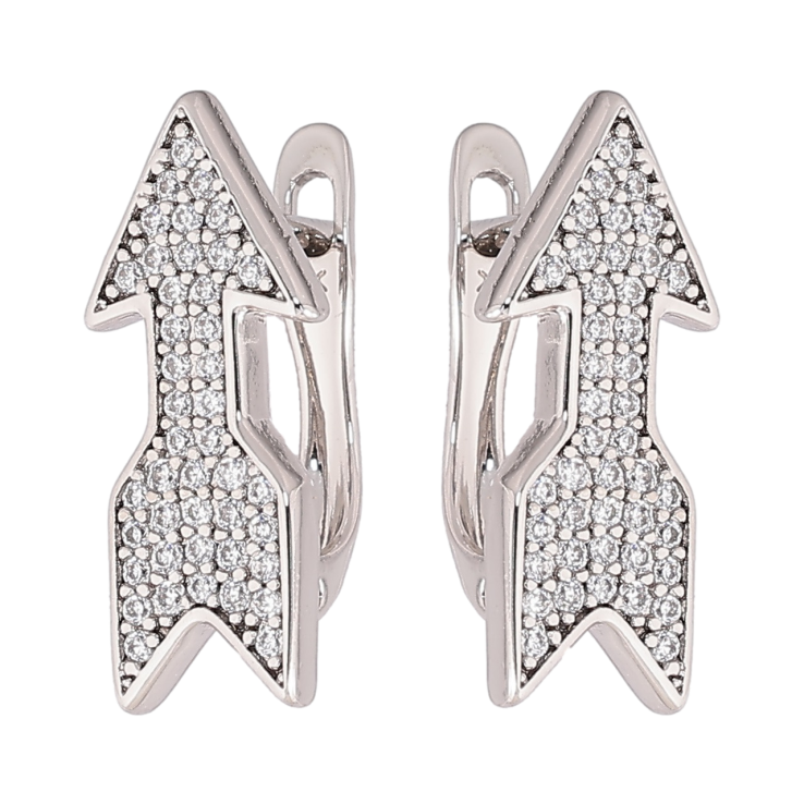 Серьги Xuping Родий английский замок Стрелки с инкрустацией кристаллами фото №17