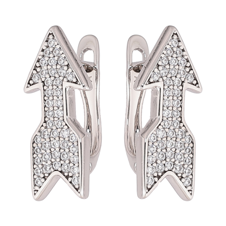 Серьги Xuping Родий английский замок Стрелки с инкрустацией кристаллами фото №2