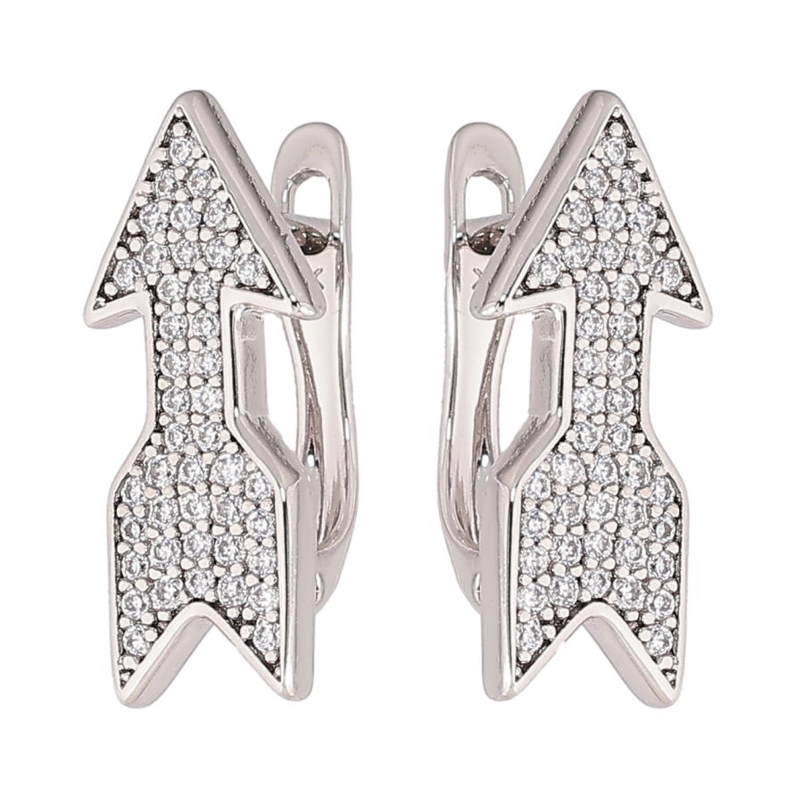 Серьги Xuping Родий английский замок Стрелки с инкрустацией кристаллами фото №1