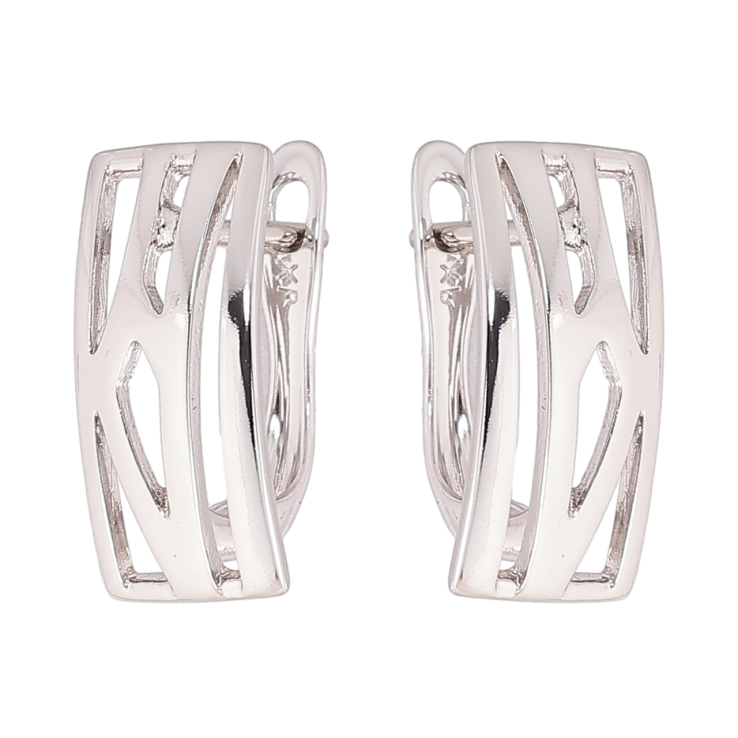 Серьги Xuping Родий английский замок Прямоугольники с резным узором фото №17