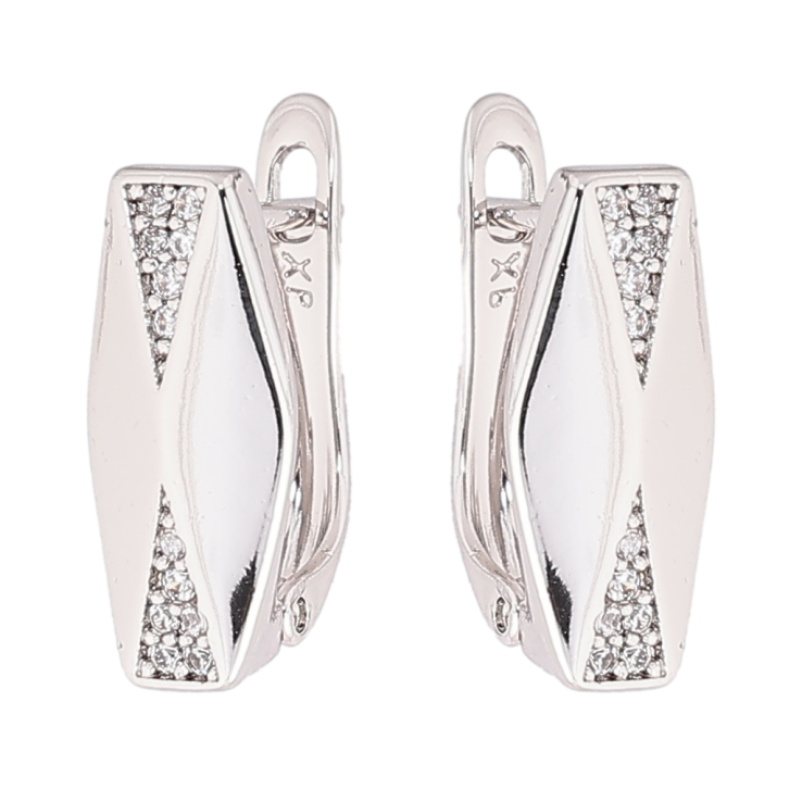 Серьги Xuping Родий английский замок Узор с кристаллами фото №16