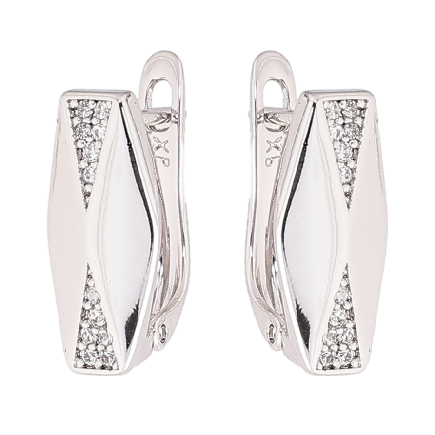 Серьги Xuping Родий английский замок Узор с кристаллами фото №1