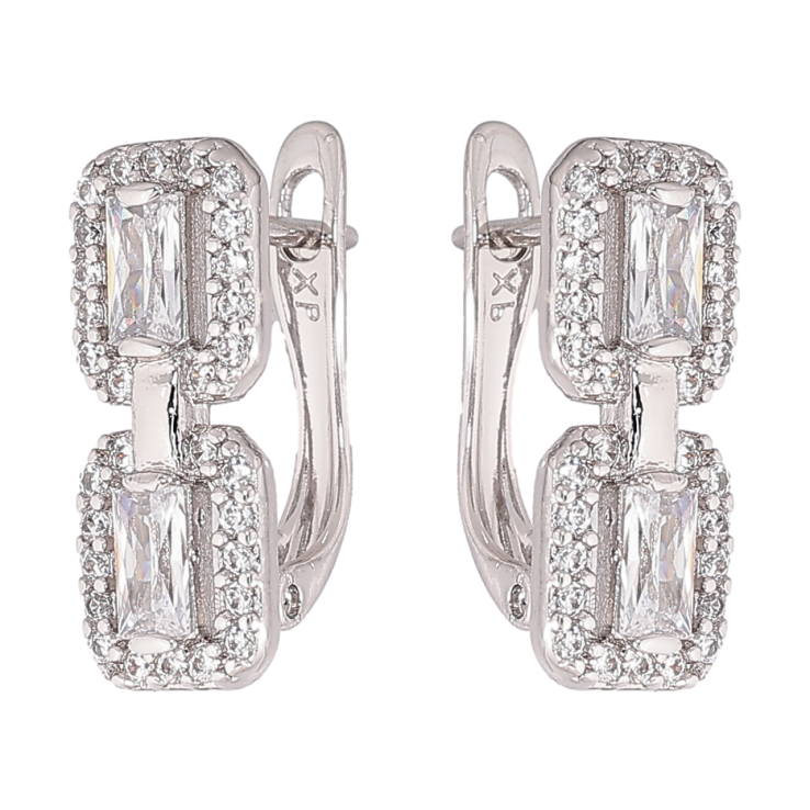 Серьги Xuping Родий английский замок Узор с кристаллами фото №11