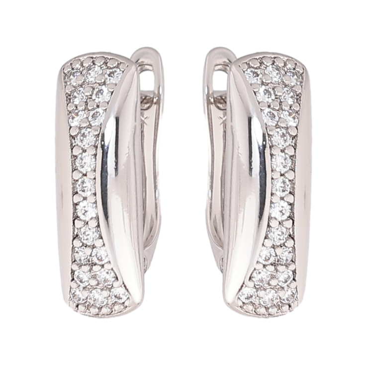 Серьги Xuping Родий английский замок Узор с кристаллами фото №6