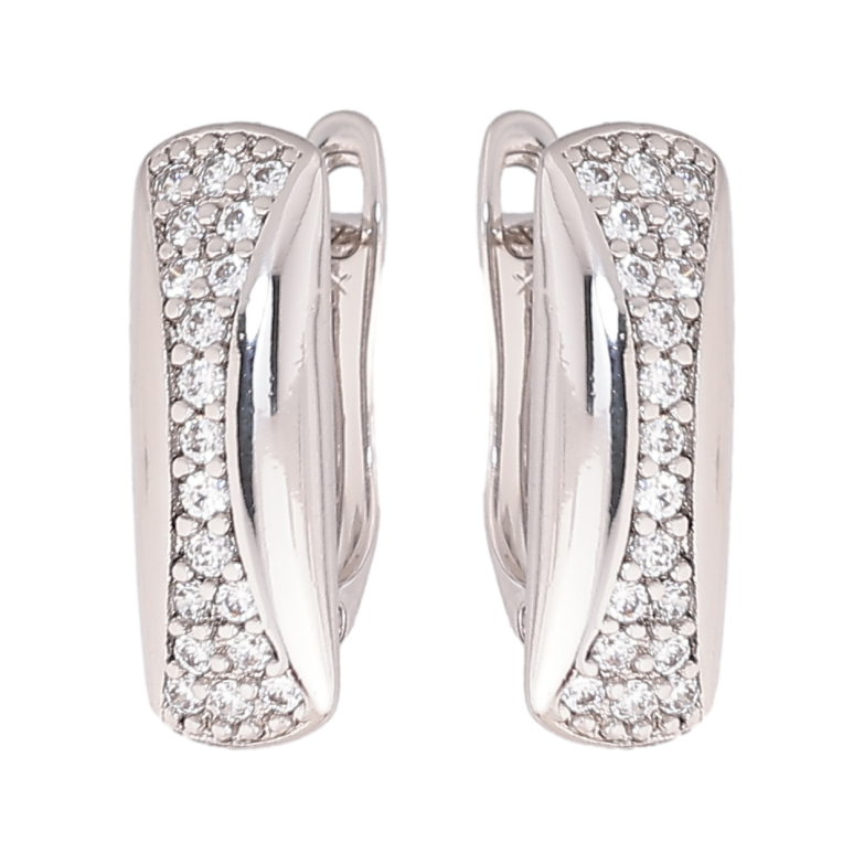 Серьги Xuping Родий английский замок Узор с кристаллами фото №1