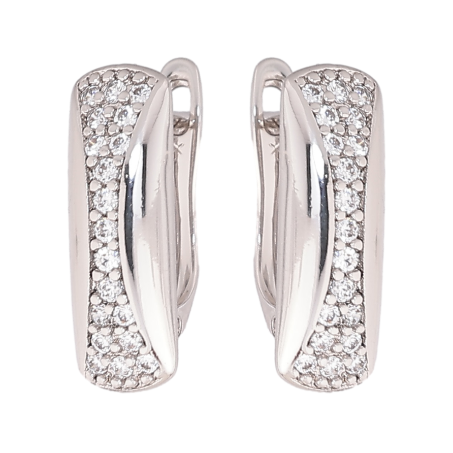 Серьги Xuping Родий английский замок Узор с кристаллами фото №1