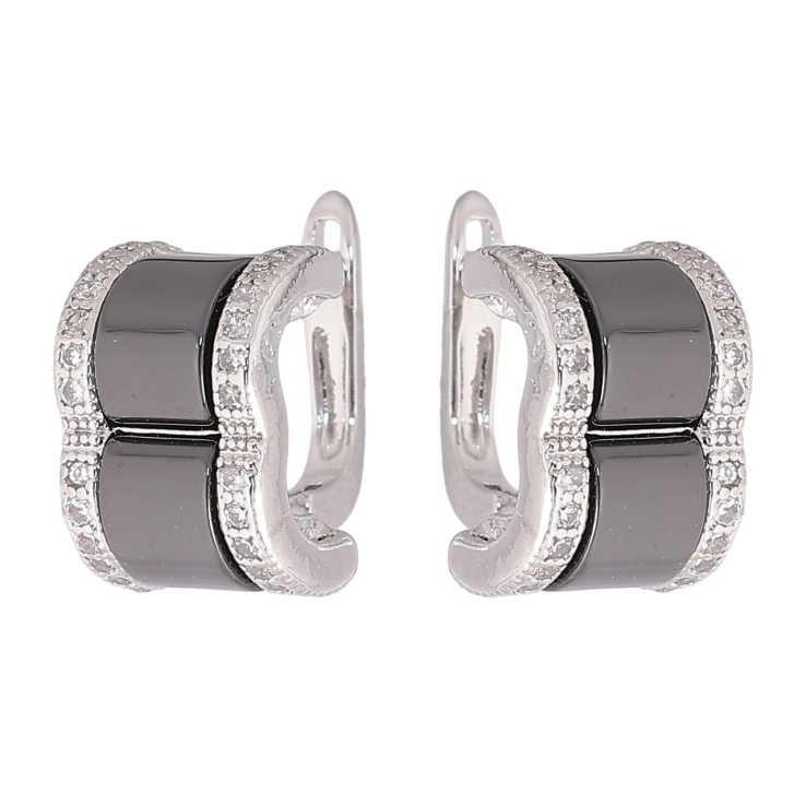 Сережки Xuping Родій англійський замок «Візерунок з чорною керамікою і кристалами» фото №20