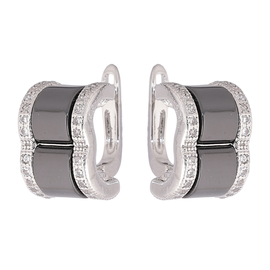 Сережки Xuping Родій англійський замок «Візерунок з чорною керамікою і кристалами» фото №1