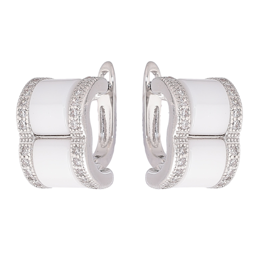 Сережки Xuping Родій англійський замок «Візерунок з білою керамікою і кристалами» фото №1