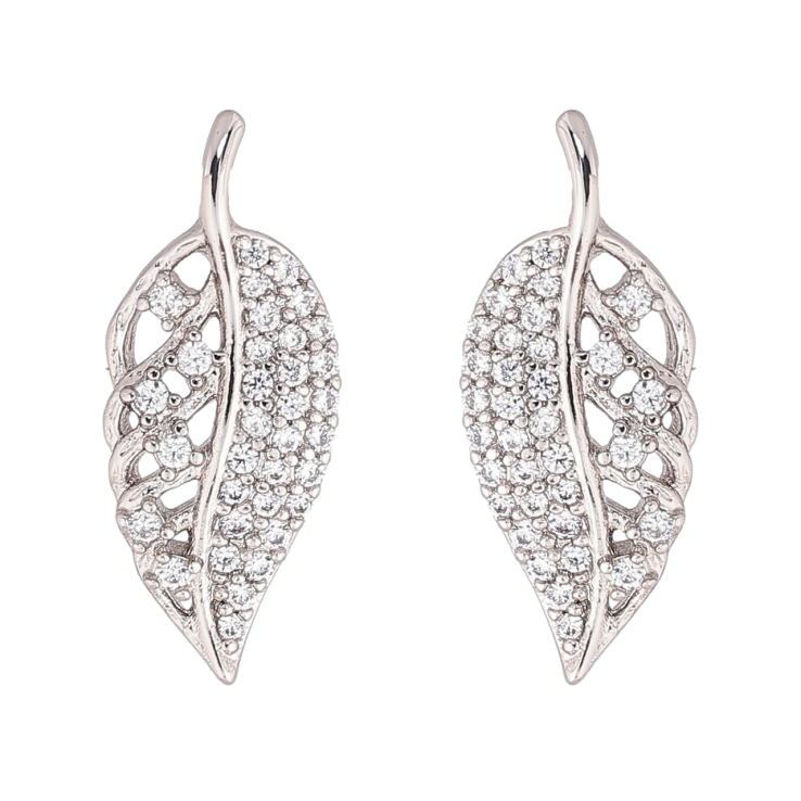 Сережки Xuping Родій пусети «Листочки з інкрустацією кристалами» фото №17