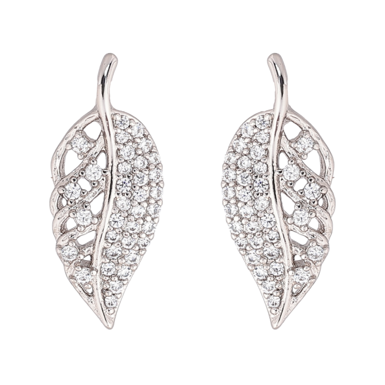 Сережки Xuping Родій пусети «Листочки з інкрустацією кристалами» фото №1