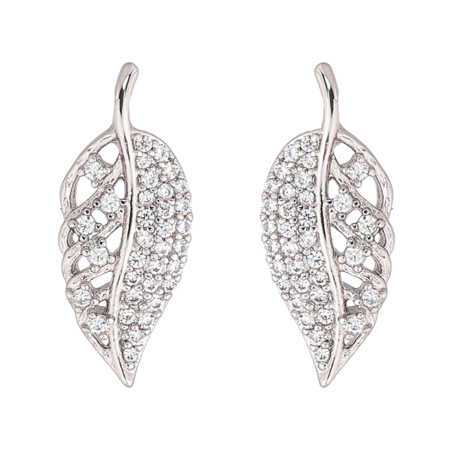 Сережки Xuping Родій пусети «Листочки з інкрустацією кристалами» фото №1