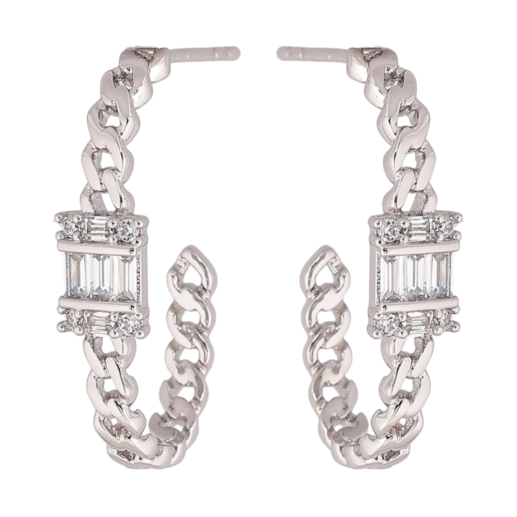 Сережки Xuping Родій пусети «Візерунок ланцюжок з кришталевою вставкою» фото №20