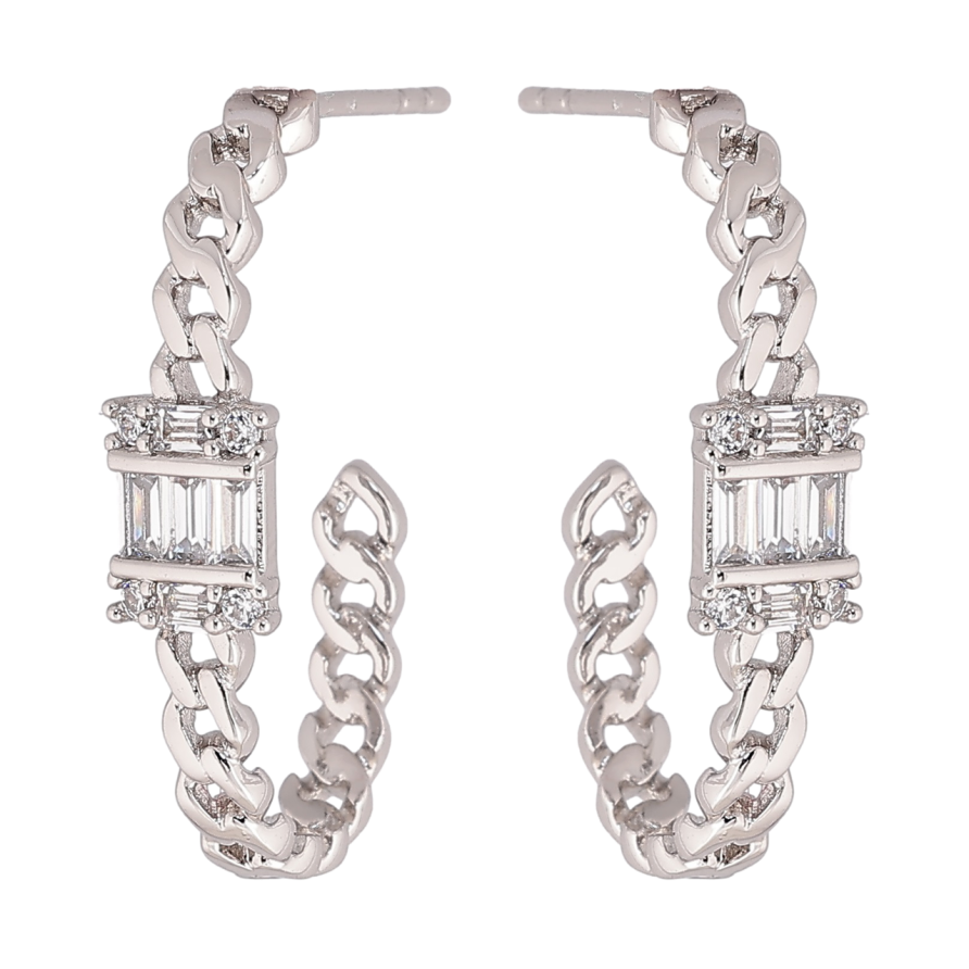 Сережки Xuping Родій пусети «Візерунок ланцюжок з кришталевою вставкою» фото №1 Сережки Xuping Родій пусети «Візерунок ланцюжок з кришталевою вставкою» фото №1