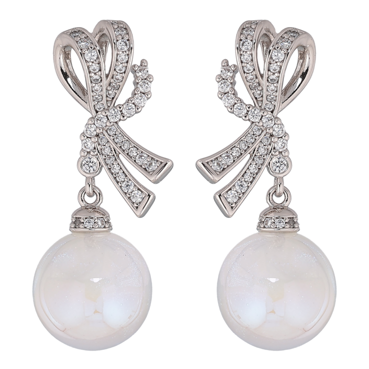 Сережки Xuping Родій пусети «Банти з перламутровими кульками» фото №20