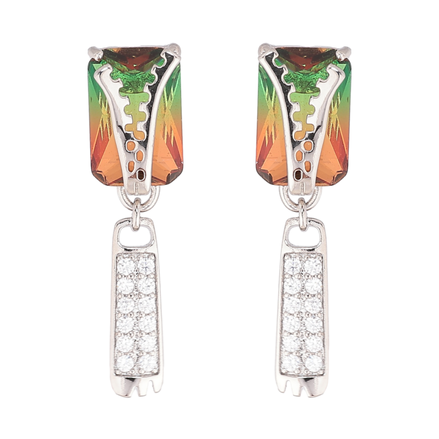 Сережки Xuping Родій пусети «Зелено-червоні кристали з візерунком блискавка» фото №1 Сережки Xuping Родій пусети «Зелено-червоні кристали з візерунком блискавка» фото №1