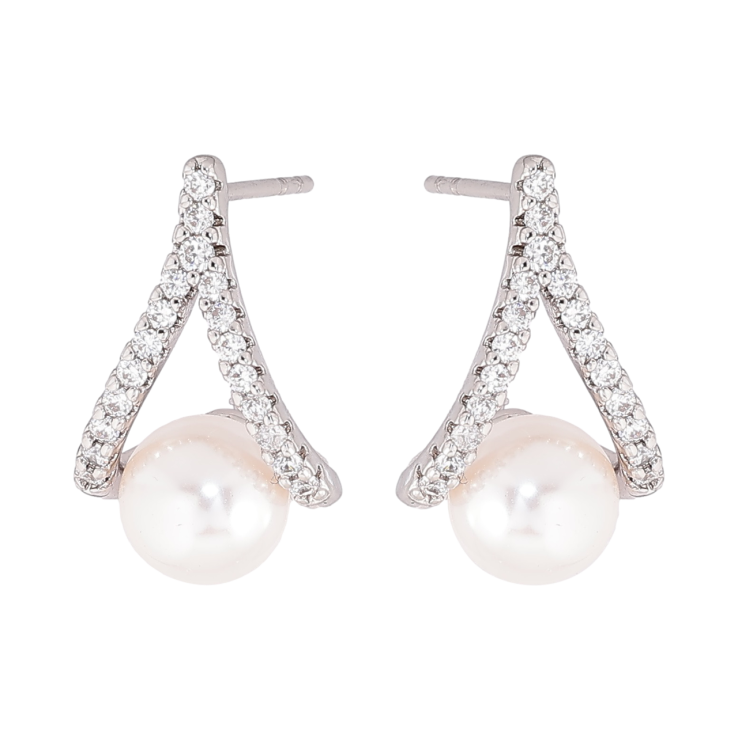 Сережки Xuping Родій пусети «Петельки з перлинами» фото №13