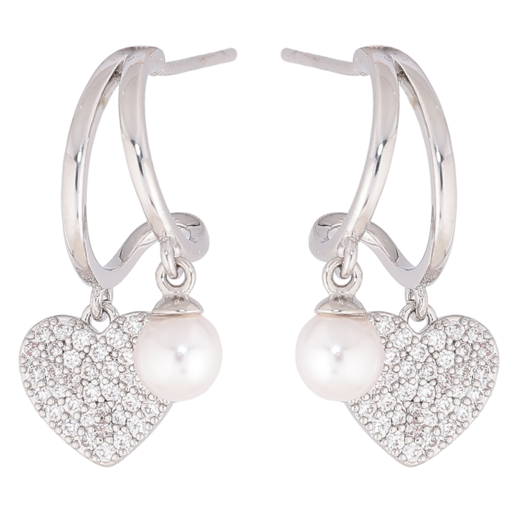 Сережки Xuping Родій пусети «Підвіски з сердечком і перлиною» фото №12