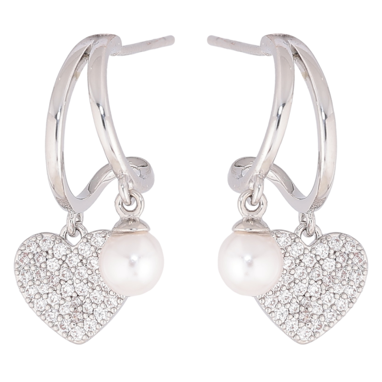 Сережки Xuping Родій пусети «Підвіски з сердечком і перлиною» фото №1