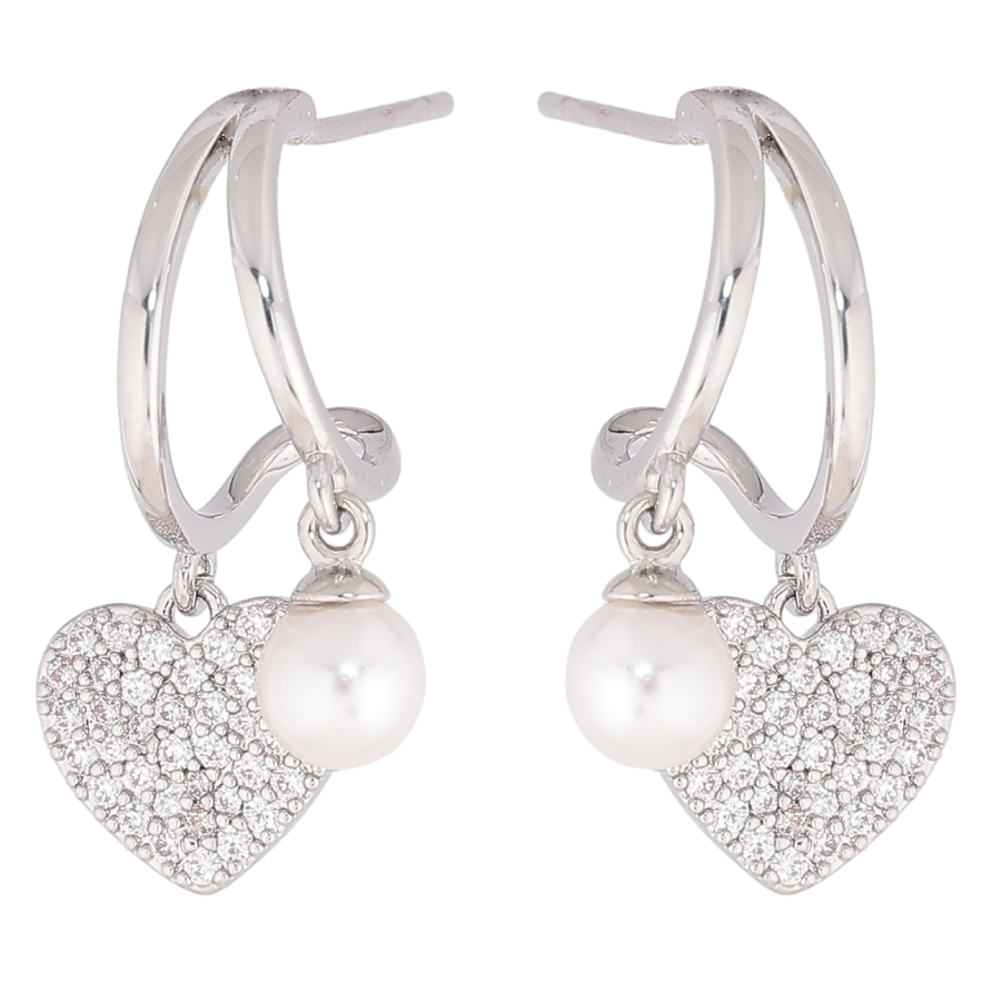 Сережки Xuping Родій пусети «Підвіски з сердечком і перлиною» фото №1