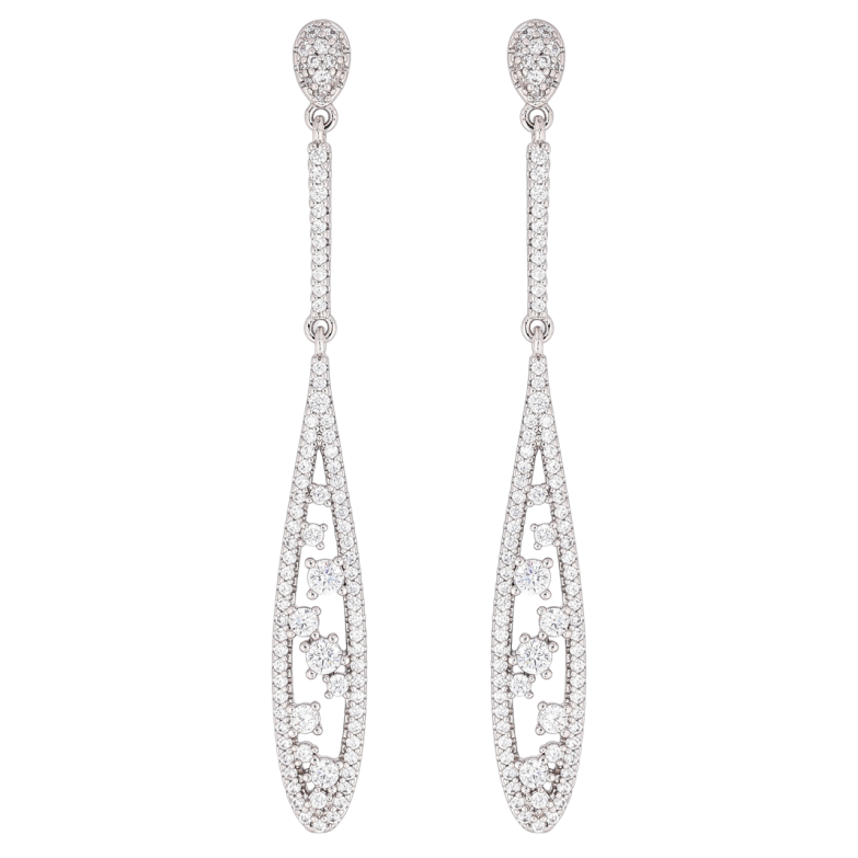 Серьги Xuping Родий пусеты Изящные подвески с кристаллами фото №1