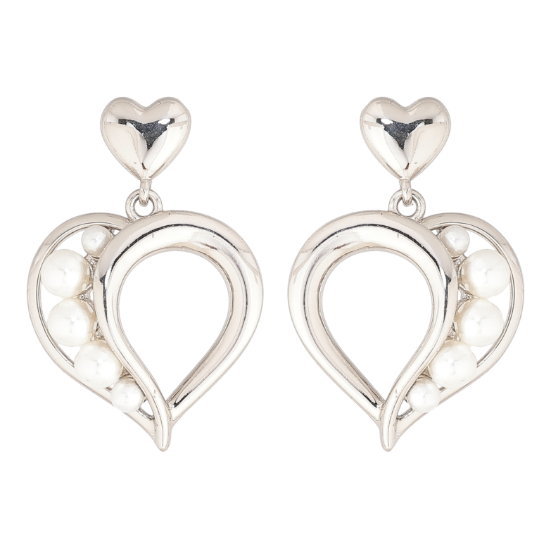 Серьги Xuping Родий пусеты Подвески сердечки с жемчужинами фото №4