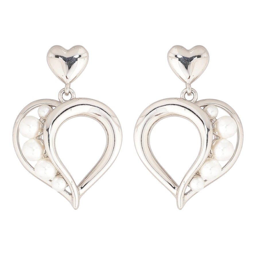 Сережки Xuping Родій пусети  «Підвіски сердечка з перлинами» фото №1