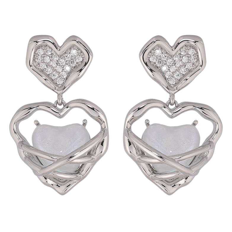 Сережки Xuping Родій пусети «Сердечка» фото №1