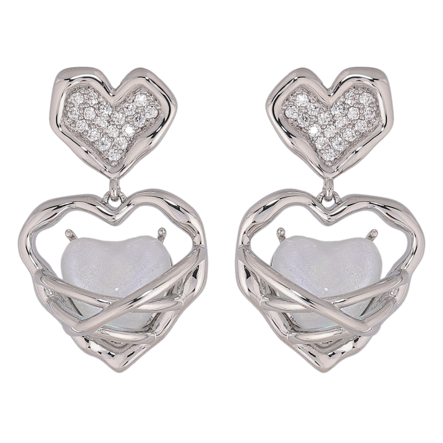 Сережки Xuping Родій пусети «Сердечка» фото №1