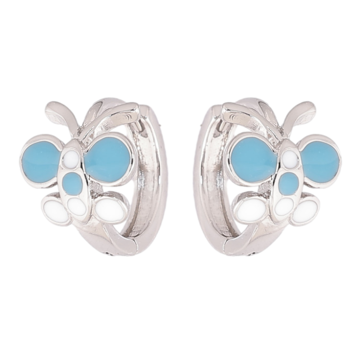 Сережки Xuping Родій колечка «Метелики з біло-блакитною емаллю» фото №2