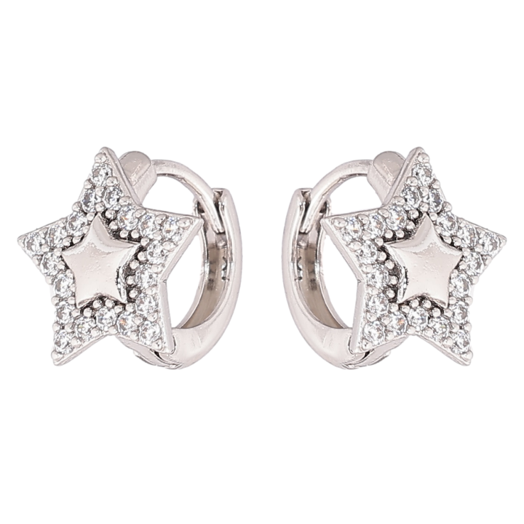 Серьги Xuping Родий колечки Звездочки с кристаллами фото №10
