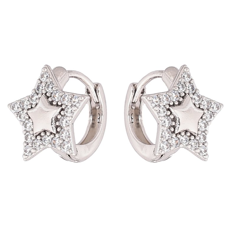 Сережки Xuping Родій колечка «Зірочки з кристалами» фото №1