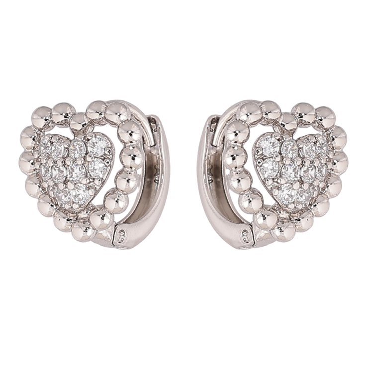 Сережки Xuping Родій колечка «Сердечка з кристалами» фото №25