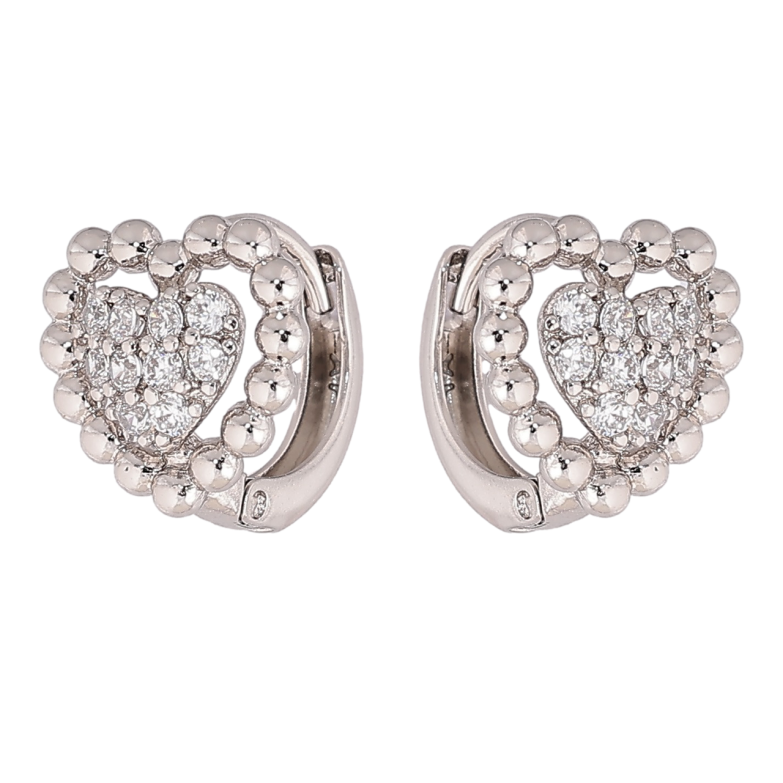 Сережки Xuping Родій колечка «Сердечка з кристалами» фото №1 Сережки Xuping Родій колечка «Сердечка з кристалами» фото №1