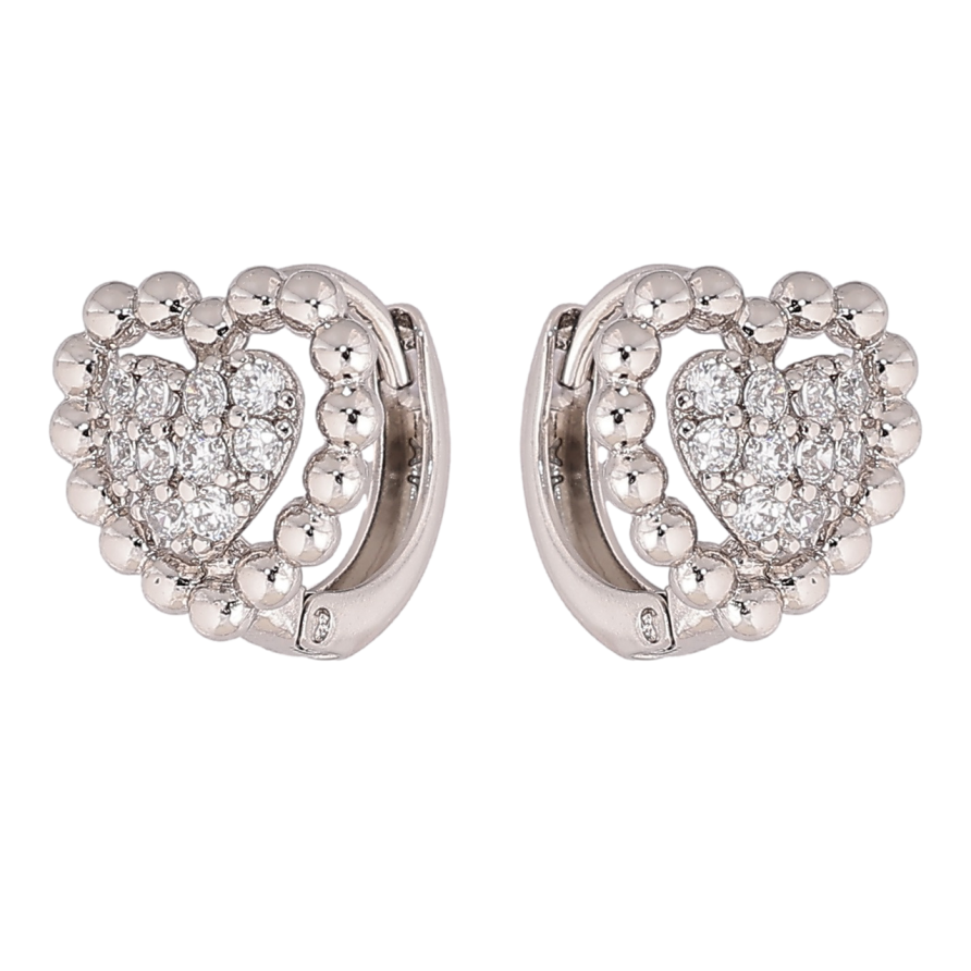 Сережки Xuping Родій колечка «Сердечка з кристалами» фото №1 Сережки Xuping Родій колечка «Сердечка з кристалами» фото №1