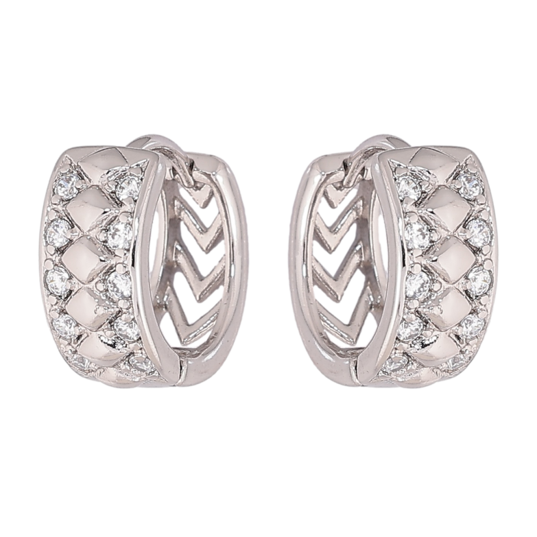 Сережки Xuping Родій колечка «Візерунок з кристалами» фото №1