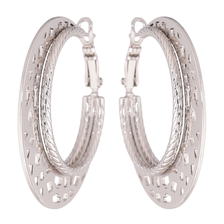 Серьги Xuping Родий кольца (конго) Декоративный узор ø 3.8см фото №4