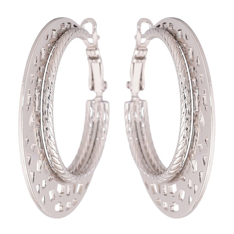 Серьги Xuping Родий кольца (конго) Декоративный узор ø 3.8см фото №2