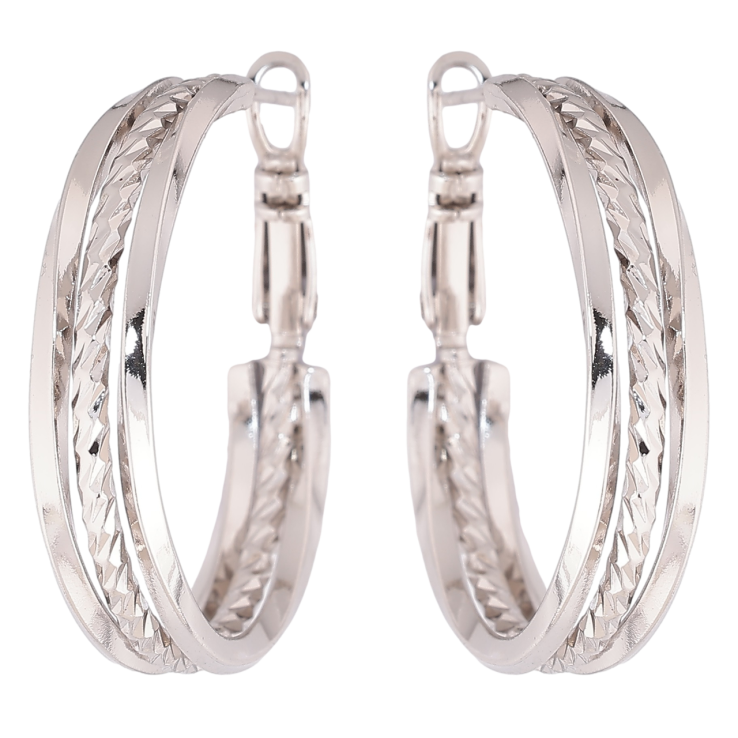 Серьги Xuping Родий кольца (конго) Декоративный узор ø 3см фото №4