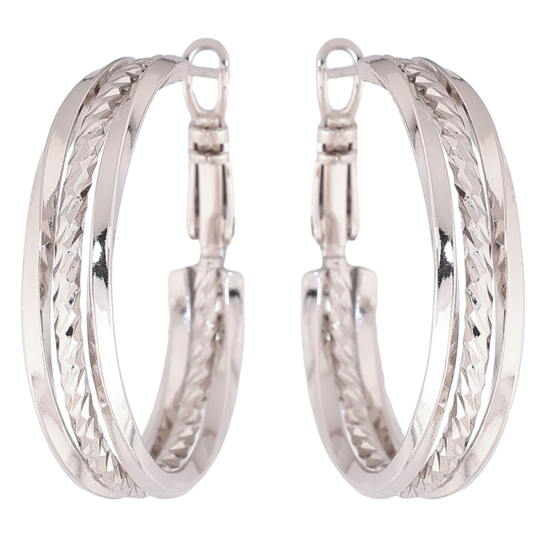 Серьги Xuping Родий кольца (конго) Декоративный узор ø 3см фото №1