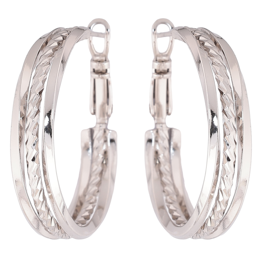 Серьги Xuping Родий кольца (конго) Декоративный узор ø 3см фото №1