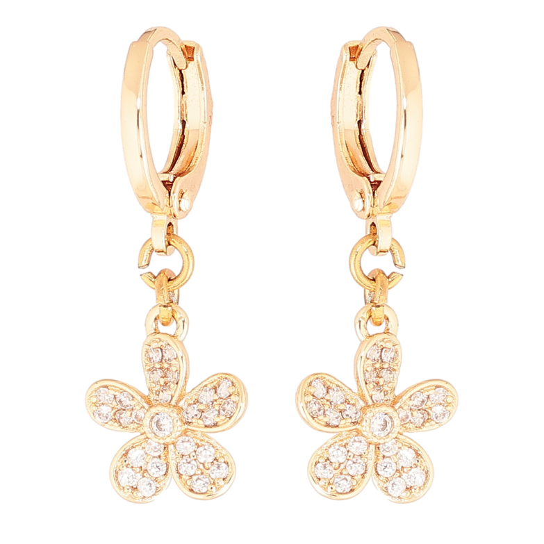 Сережки Xuping M&L Колір 18K підвіски на колечках «Квіточки з кристалами» фото №1