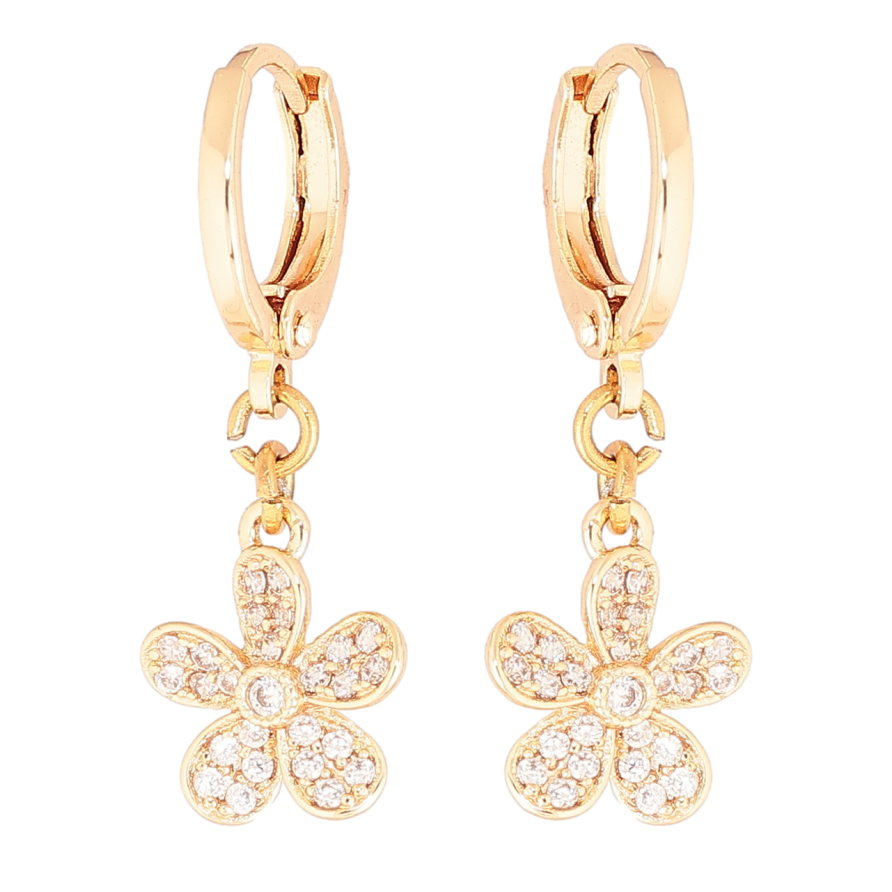 Сережки Xuping M&L Колір 18K підвіски на колечках «Квіточки з кристалами» фото №1