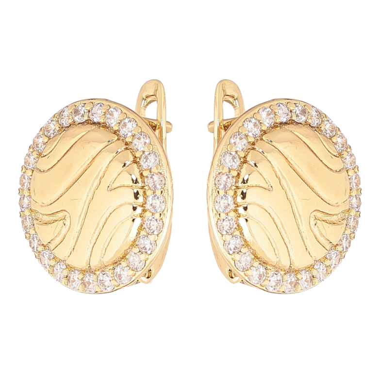 Сережки Xuping Позолота 14K англійський замок «Візерунок з кристалами» фото №1