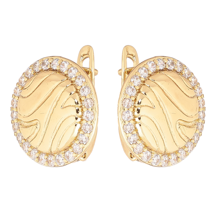 Сережки Xuping Позолота 14K англійський замок «Візерунок з кристалами» фото №1