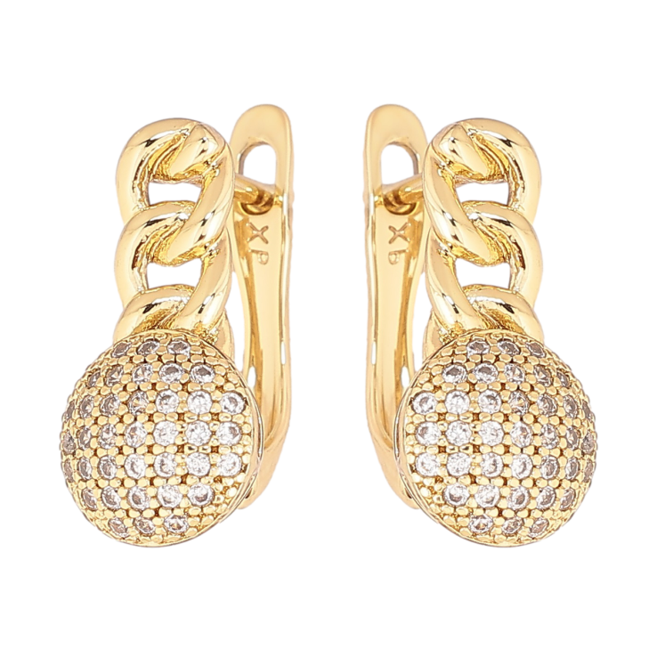 Серьги Xuping Позолота 14K английский замок Узор цепочка с инкрустацией кристаллами фото №6