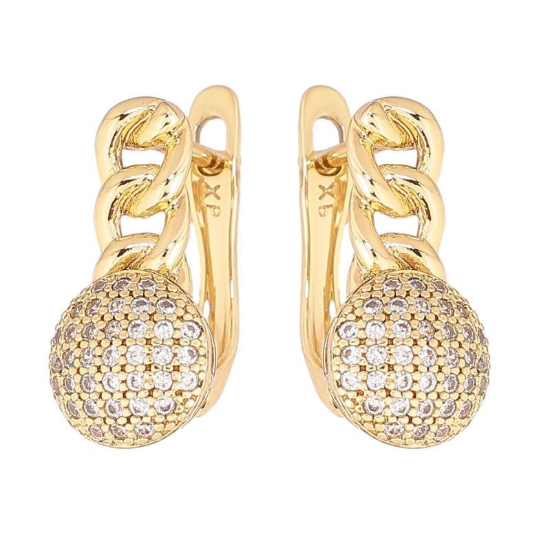 Сережки Xuping Позолота 14K англійський замок «Візерунок ланцюжок з інкрустацією кристалами» фото №13