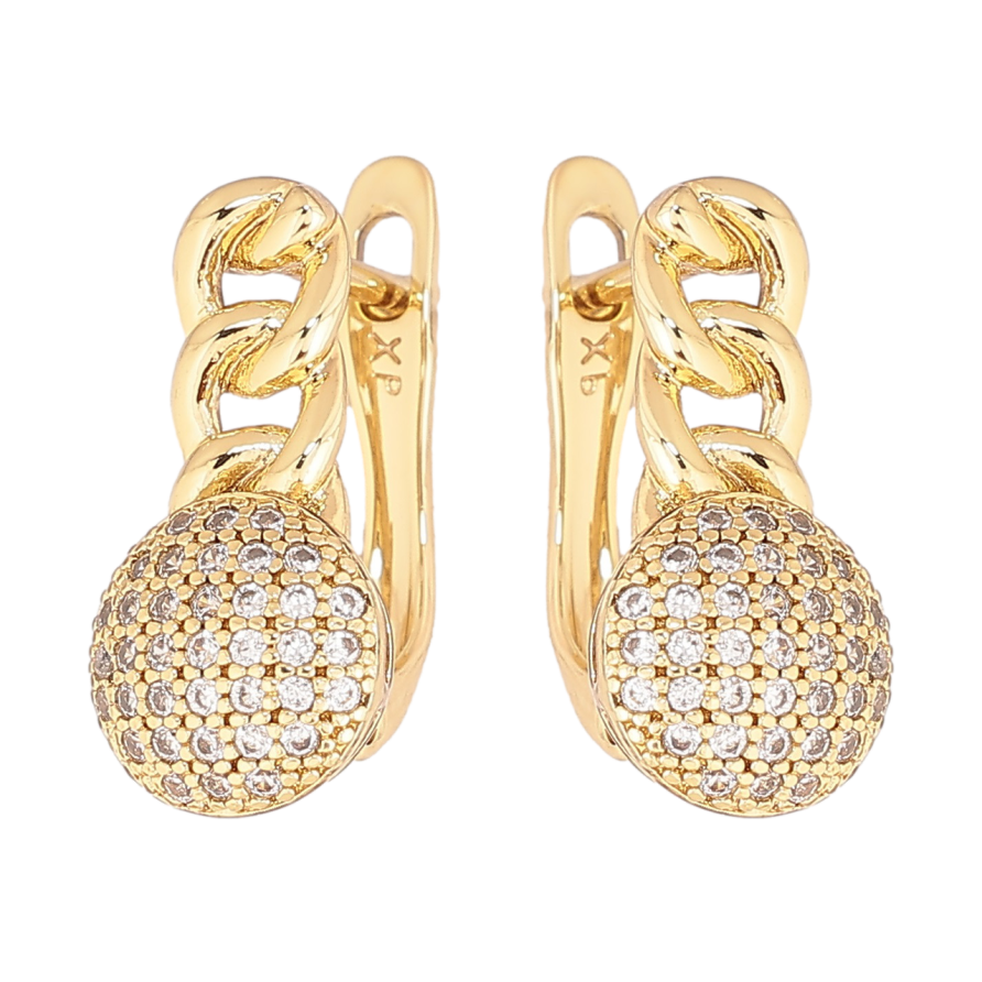 Сережки Xuping Позолота 14K англійський замок «Візерунок ланцюжок з інкрустацією кристалами» фото №1