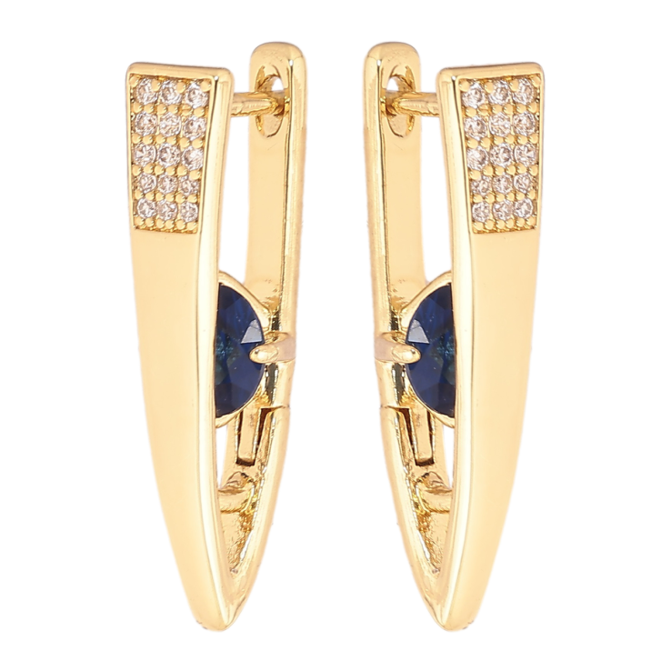 Серьги Xuping Позолота 14K английский замок Скобы с синими кристаллами фото №5