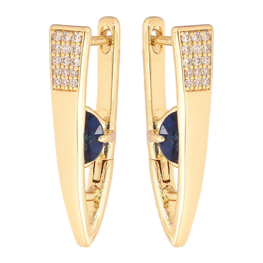 Серьги Xuping Позолота 14K английский замок Скобы с синими кристаллами фото №1